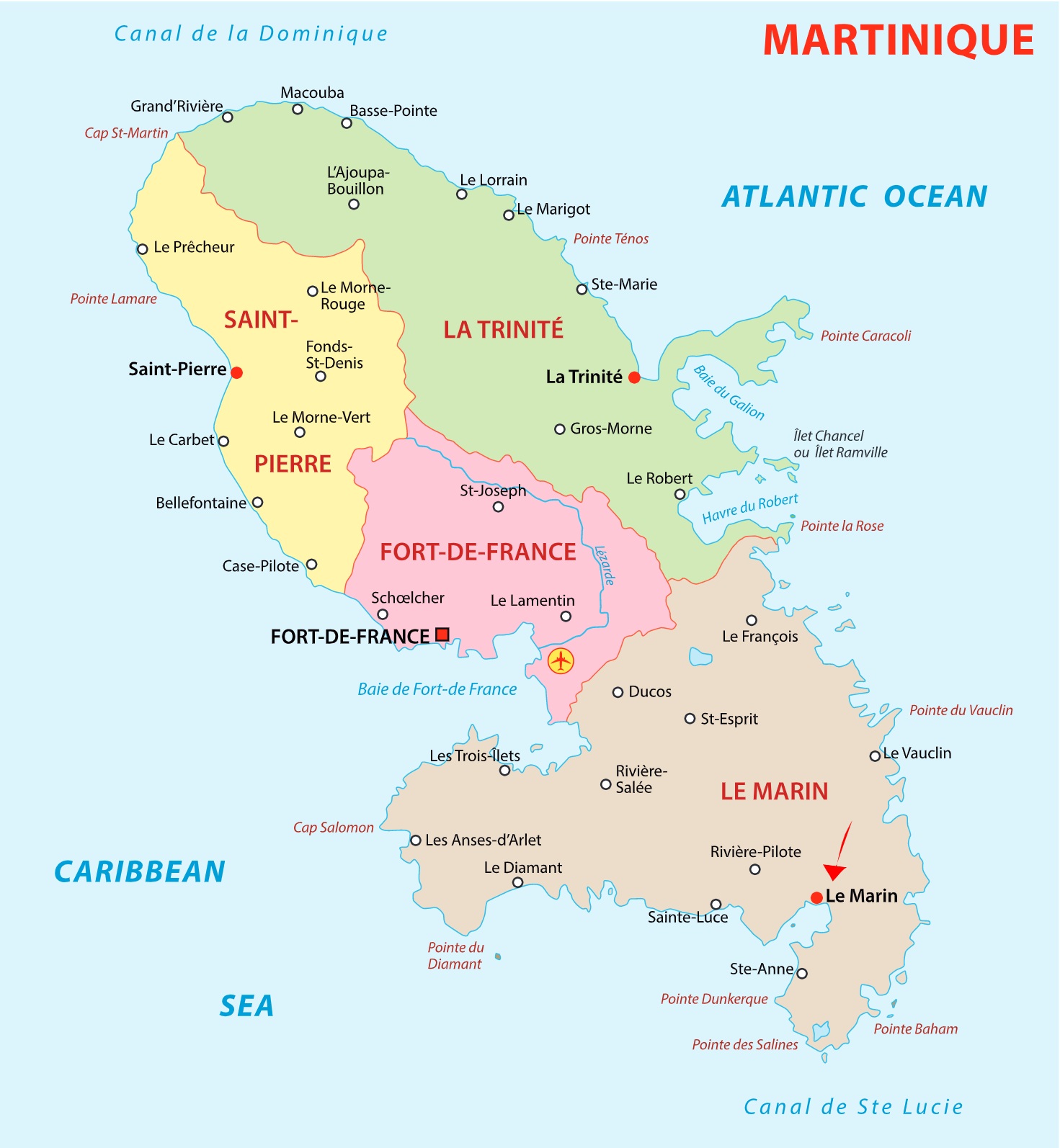 location voiture martinique Le Marin localisation